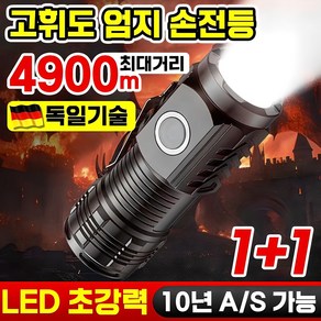 독일 1/1+1 엄지 미니 고휘도 손전등 초강력 LED 휴대용 미니 손전등 충전식 후레쉬 캠핑 방수 랜턴 서치라이트 조명 포장증정, 그레이, 1개