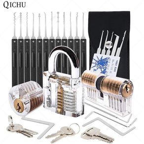 25pcs 락픽세트 멀티 픽 투명 자물쇠 락픽 키트 연습용 locksmith set ca/lock picking cad, 1세트