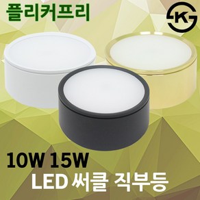 플리커프리 KS LED 써클 직부등 LED직부등 LED식탁등 LED주방직부등 LED거실등 LED포인트직부등 LED디자인직부등 인테리어조명 실내 화이트 블랙 골드 현관등 베란다등, 02. LED 써클직부등 15W 화이트 전구색