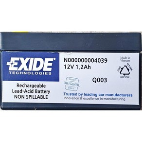 벤츠 보조배터리 EK012 N000000004039 엑사이드 EXIDE AGM BATTERY 12V 1.2AH Q003(파손무책상품), 1개, 1L