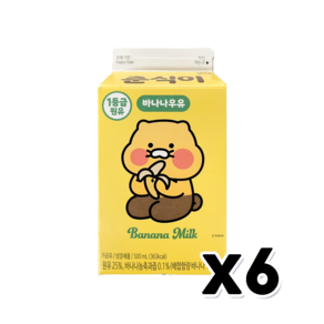 유어스 춘식이 바나나우유 팩음료 500ml x 6개