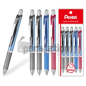 Pentel 에너겔 노크식 니들팁 볼펜 BLN75 0.5mm 세트, BLN75 0.5mm 블랙3+블루1+레드1개 세트