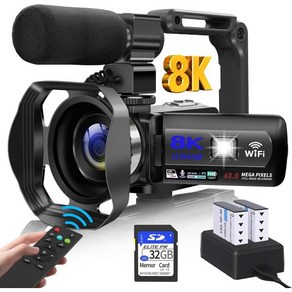 비디오 카메라 8K 캠코더 48MP Vlogging 카메라 유튜브용 18X Digital Zoom 3