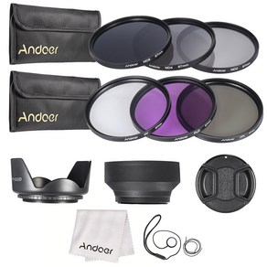 Andoe 카메라 필터 6종세트(UV필터+CPL필터+FLD필터+ND2필터+ND4필터+ND8필터), 49mm, 1개