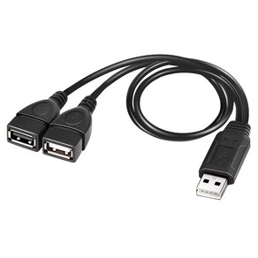 노 브랜드 USB 분배기 케이블 2.0 A 남성-듀얼 여성 잭 Y 충전기 케이블, 하나, 검정, 1개