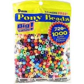 Daice Big Value Plastic 9mm 1000 Piece Opaque Colo Pony Beads Multicolo, 1개