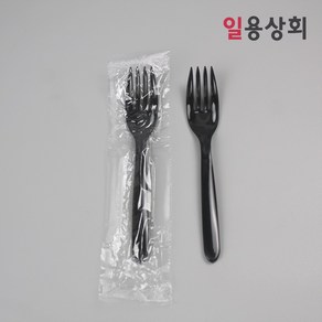 [ILYONG] 일회용 포크 CI 160mm 줄줄이 개별포장 1000개 검정, 1개