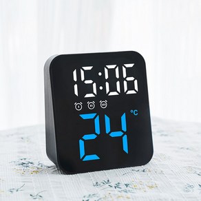 블랙페이스 정사각L LED 탁상시계 GH8015 벽걸이 타이머 알람시계, 화이트핑크LED
