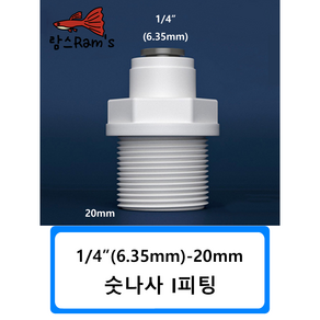 숫나사 - I피팅 1/4인치 20mm 6mm 정수기 피팅 자동환수 볼탑 원터치피팅 부품 부속 연결 필터, 1개