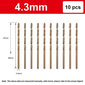 코발트 코팅 트위스트 드릴 비트 기리 세트 HSS M35 건 목재 및 금속 홀 커터 전동 공구 1.0-8.5mm, 10개, 20 4.3mm-10 pcs