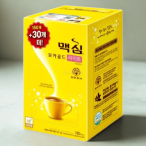 커피믹스 맥심 모카골드 라이트 180T(150T+30T) 대용량 스틱커피 세트, 11.8g, 180개입, 1세트