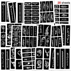 Konsait 123pcs Lage Tempoay Tattoos Stencils 2 Konsait 123pcs 대형 임시 문신 스텐실 20 시트 소년과 남자 반짝이 문신, 기타, 기타, 1개