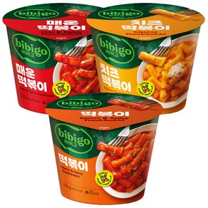 (실온보관) 비비고 컵 떡볶이 3종 (떡볶이 110g 치즈떡볶이 110g 매운떡볶이 110g), 1개