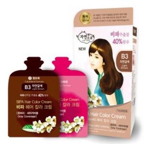 자연으로 비파 헤어컬러크림 3종 택1 120ml 염색약, B3 자연갈색, 1개