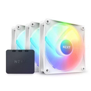 NZXT F120 RGB 코어 트리플 팩 - RGB 컨트롤러가 있는 120mm 허브 장착 RGB 팬 3개 - 개별 주소 지정 가능한 LED 8개 - 반투명 블레이드 - 높은 정압