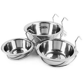 강아지 밥그릇 고양이 식기 금속 개 애완 동물 그릇 케이지 상자 non slip hang food plate wate feede with hook dog paa, 은, L, 1개