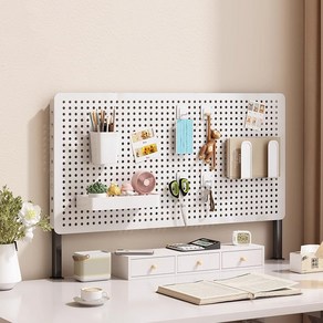 ANYOU 페그보드 다용도 책상타공판 보드 악세서리 스탠드 수납 선반 400x800mm, 80x40(흰색), 1개
