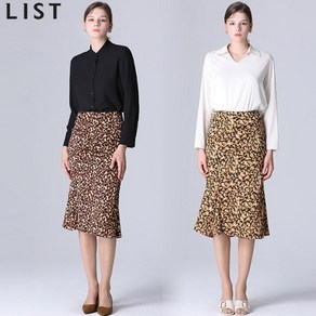 리스트 [리스트(LIST)] 사이드 슬릿 레오파드 플레어 스커트 (택가격 138000원)