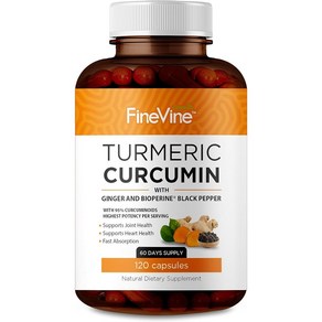 FineVine 터메릭 커큐민 1500mg 비오페린 진저 비건 120캡슐, 120정, 1개