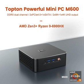 미니PC 베어본 데스크탑 듀얼 25G LAN 게이밍 컴퓨터 M600 미니 PC 게이머 AMD Ryzen 9 7940HS Radeon 780M 2xDDR5 Max 64GB 2xPCI, 없음, 없음, 3) No Ram No Stoage  Ryzen 7