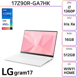 LG전자 그램17 17Z90R-GA7HK, WIN11 Home, 16GB, 512GB, 화이트