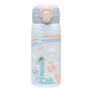 푸코 리틀 디노 원터치 보온보냉 텀블러, 블루, 350ml, 1개