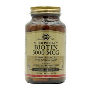 솔가 슈퍼 포텐시 비오틴 5000mcg 베지터블 캡슐, 100정, 1개