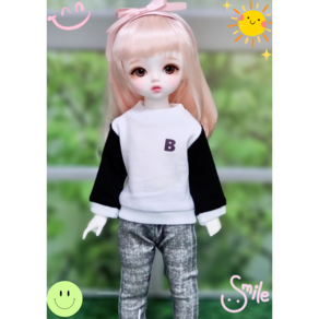 #USD 26cm 옷( 블랙 나그랑(B)맨투맨 )[마구샵]#구체관절인형#bjd#인형옷#유딩이#도리스돌#포켓돌, 뒷트임 없음(헤드분리O), 1개