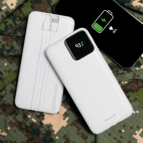 군대 아이폰 갤럭시 호환 고속충전 일체형 보조배터리 군인 부대 반입가능(10 000mAh) - 군몰, 화이트, 듀얼충전형 10,000mAh