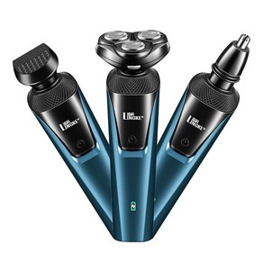 3 헤드 3 in 1 면도기 세트 남성용 전기면도기 물세탁 가능 usb 충전., 파란색, lk8806