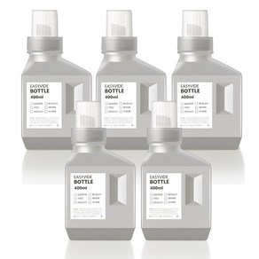 꿈꾸는 키친 세탁 세제 소분 용기 400ml 5P + 방수 라벨지 5P, 1세트, 그레이