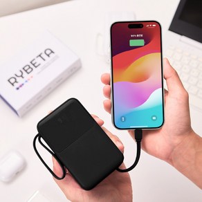 리베타 PD 20W 대용량 보조배터리 20000mAh 케이블 일체형, 블랙