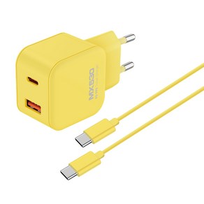 25W USB PD PPS 멀티 C타입 고속 충전기 케이블포함, 1개, 옐로우