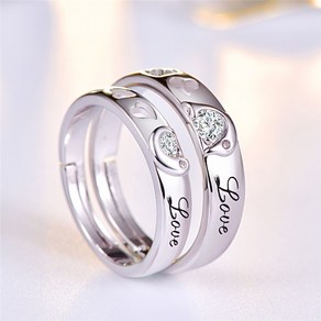 RC85SET Silver 실버 돌고래 사랑 돌핀 러브 Love 은반지 커플링