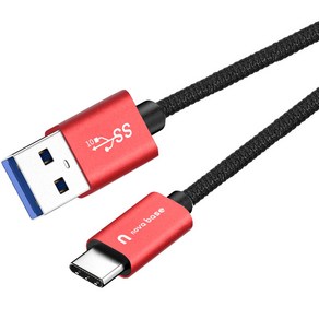 노바베이스 USB A to C 타입 고속충전 데이터 케이블 USB 3.2 GEN2 10Gbps, 1개, 레드, 100cm