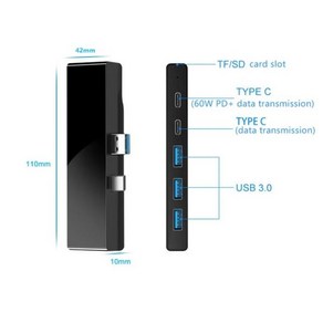 Rocketek 서피스 Po7 도킹 스테이션용 USB 허브 확장 텅스텐 와이어 C타입 고속 이더넷 포트 HDMI 3.0, USB3.0