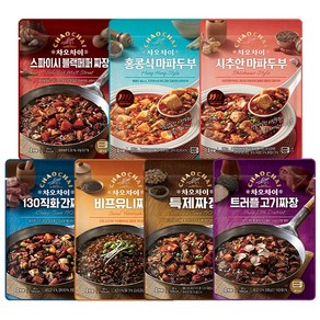 차오차이 즉석짜장 마파두부 180g x 7종 세트(간짜장 유니짜장 특제짜장 트러플짜장 스파이시짜장 홍콩식마파 시추안마파), 1개