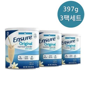 엔슈어 ensue 뉴트리션 쉐이크 오리지널 바닐라맛 397g 3팩 세트, 3개