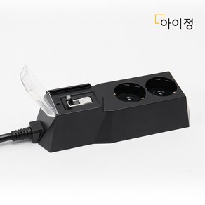 아이정 4000W 고용량 대용량 고전력 과부하차단 2구 블랙 멀티탭