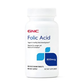 GNC 엽산 800mcg 칼슘 65mg 100정 x 1통 Folic Acid