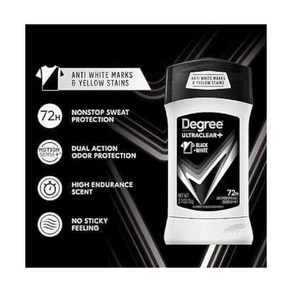 디그리 데오드란트 Degee UltaClea Black+White 2.7oz 남성용 발한 방지제 탈취제 222993, 1개