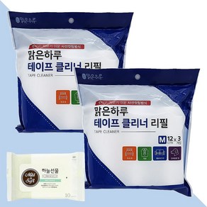 맑은하루 테이프 클리너 리필 12cm 3개입 2개(+하늘선물 물티슈 10매), 2개