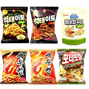 편의점 맥주 안주 청양 명태깡구이 새우깡 먹태이토 마라맛 먹태이토 청양마요맛 매운 새우깡 포테토칩 먹태청양마요맛 캠핑 과자, 1개, A세트