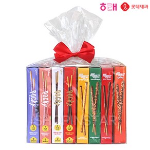 [트레이딩제이] 빼빼로+포키 8종 선물포장 오리지널(초코)+아몬드+초코필드+크런키+극세+딸기+블루베리 PR03