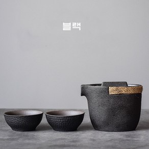 철수유 개완 다관 찻잔 도자기 다완 다기 다도 세트, 블랙, 1개