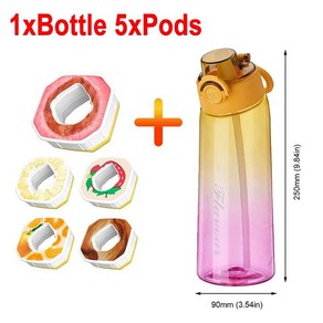 캠핑용 풍미 포드 공기 과일 설탕 물병, J 1xBottle 5xPods, 1개