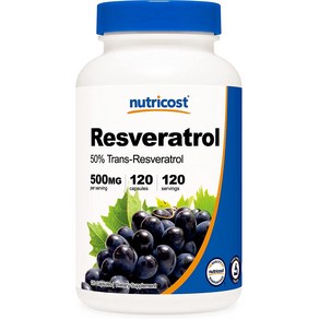 Nuticost 뉴트리코스트 Resveatol 레스베라트롤 500mg 120정, 1개