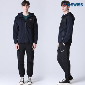 [케이스위스(K-SWISS)] 매쉬 포켓 스트링 기모 후드집업