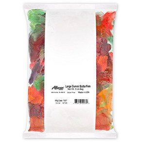 Albanese Confectioney Lage Gummi Butteflies 5 Pound Bag Albanese Confectioney 대형 구미 나비 5파운드 가방, 1개, 2.27kg