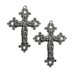 (2PCS) BIG SILVER CROSS HAIRPINS / 빅 실버 크로스 십자가 헤어핀 세트 (2개입)